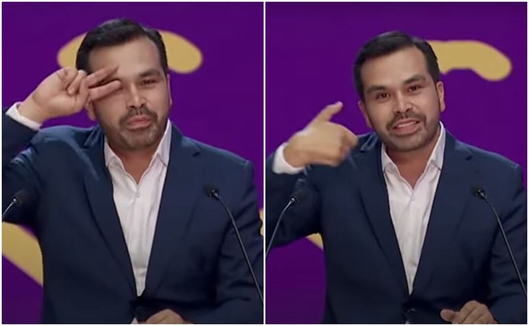 Jorge Álvarez Máynez sorprendió al público al presentarse en Lengua de Señas Mexicana.
Foto: Captura de pantalla