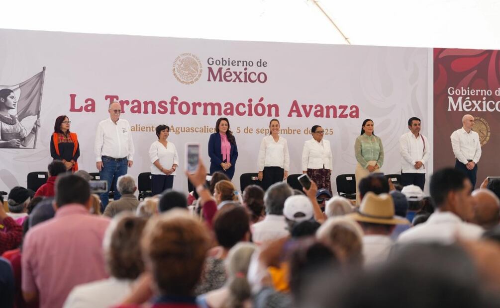 Presidenta Claudia Sheinbaum durante su gira por Aguascalientes (05/09/2025). Foto: Presidencia