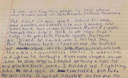 La carta de un niño que se suicidó a causa del bullying