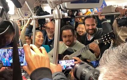 Con vagón lleno y éxitos de ayer y hoy, Sheinbaum canta en reapertura de la Línea 12 del Metro VIDEO