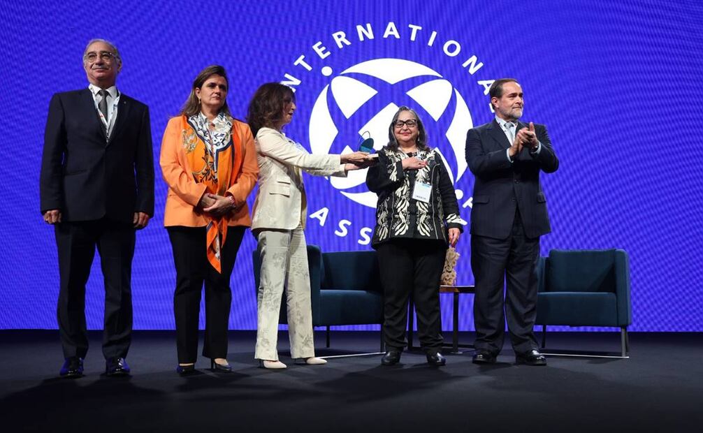 Ministra presidenta de la Corte, Norma Piña, la ministra Margarita Ríos Farjat y los ministros Jorge Pardo Rebolledo y Alberto Pérez Dayán, la Conferencia Anual de la Barra Internacional de Abogados. Foto: Valente Rosas. EL UNIVERSAL