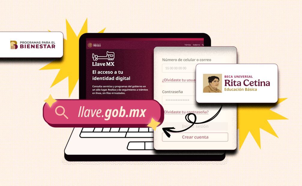 Conoce los sencillos pasos para crear tu cuenta Llave MX y poder realizar el registro de alumnos de primaria a la Beca Rita Cetina. Foto: Programas para el Bienestar
