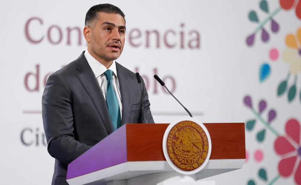 Omar García Harfuch, titular de la Secretaría de Seguridad y Protección Ciudadana (SSPC), presentó avances de la Estrategia Nacional de Seguridad en la que destacó la detención de 12 hombres colombianos en Los Reyes, Michoacán. Foto: Diego Simón / EL UNIVERSAL