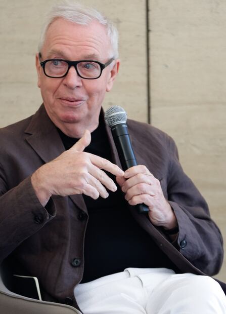 Conversatorio con David Chipperfield , arquitecto del museo jumex en el recinto ubicado en Boulevard Miguel de Cervantes Saavedra número 303 en la colonia Granada, Miguel Hidalgo. También estuvo presente Eugenio López Alonso, dueño del lugar y Miquel Adria, arquitecto . Foto: Fernanda Rojas/ El Universal.