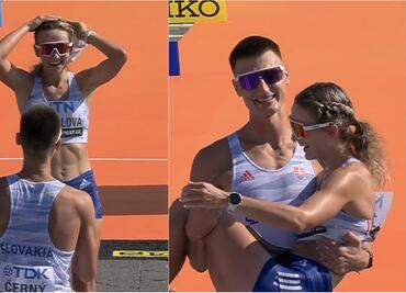 VIDEO: Atletas eslovacos se comprometen en plena competencia en el Mundial de Atletismo