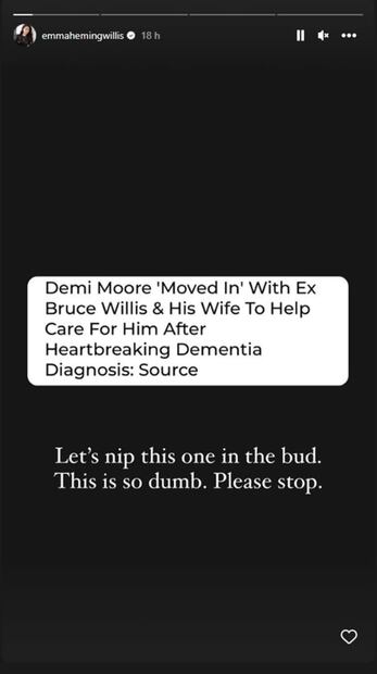 Esposa de Bruce Willis desmiente que Demi Moore esté viviendo con ellos para cuidar de él