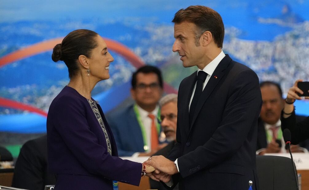Claudia Sheinbaum y Emmanuel Macron en la Cumbre G20. Foto: Presidencia