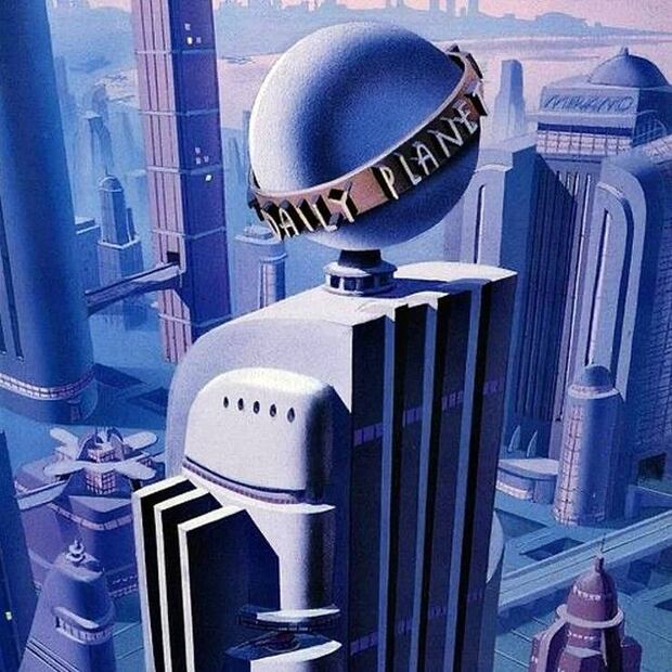 La serie animada de Superman se transmitió en 1996, pero el estilo del art déco, con su inspiración modernista, ayudó a que la serie transmitiera sofisticación que resonara con la audiencia. DC Comics/Pinterest.