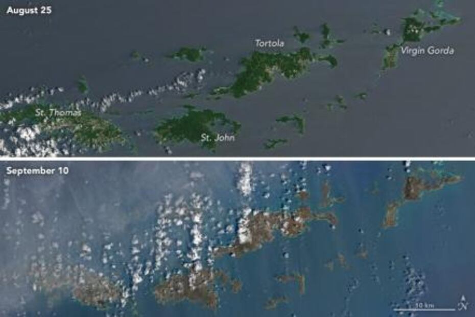 El huracán Irma se llevó el color verde de las islas
