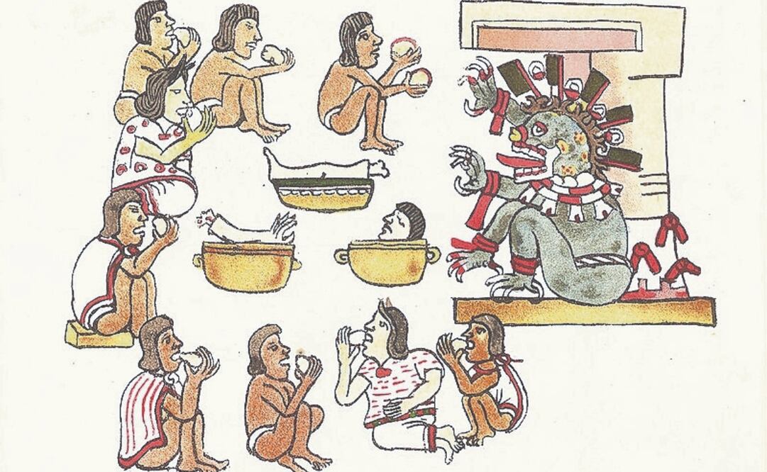 En el Códice Magliabechiano se representa la preparación y el consumo de carne humana, en este caso de forma hervida, y en un contexto ritual asociado a los dioses. Foto Especial