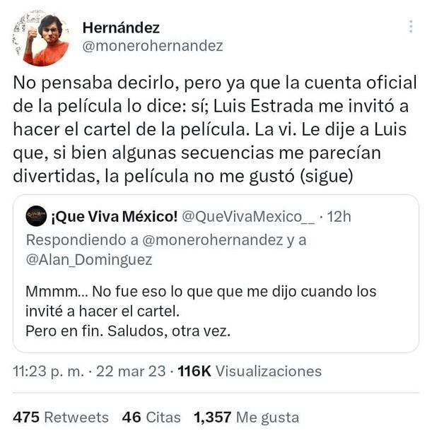 El caricaturista explicó los motivos por los que no participó en la película. Foto: Captura de pantalla tomada de Twitter