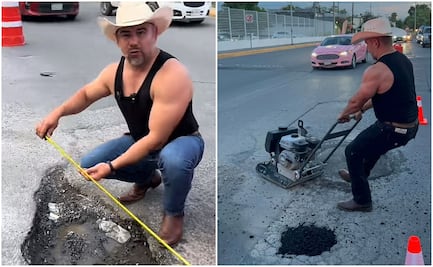 ⁠Influencer se vuelve viral en TikTok por reparar baches en Nuevo León y usuarios lo invitan a CDMX