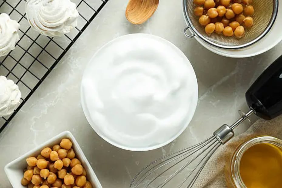 Bate el agua de garbanzos hasta conseguir una espuma blanca, y esa es la aquafaba. Foto: Unsplash