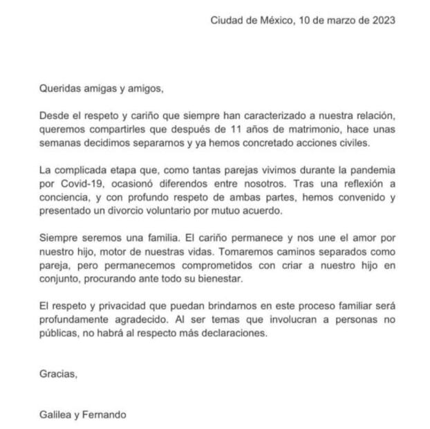 Galilea Montijo y su esposo Fernando Reina se divorcian tras 11 años de matrimonio 