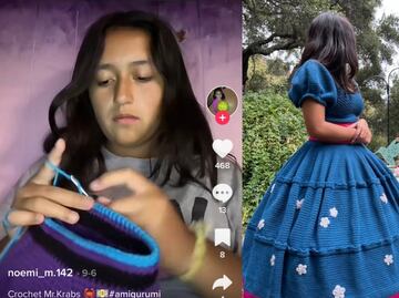 Tejió su vestido de 15 años y se volvió viral en TikTok