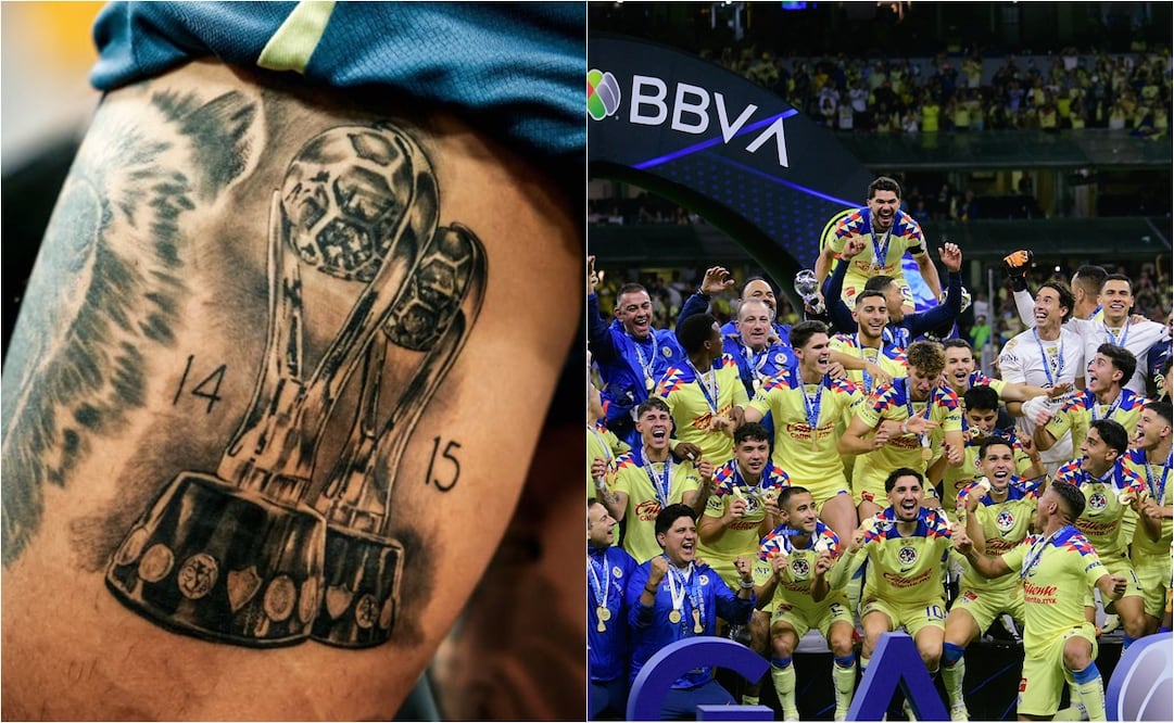 Brian Rodríguez se tatuó los últimos títulos del América. FOTO: ESPECIAL