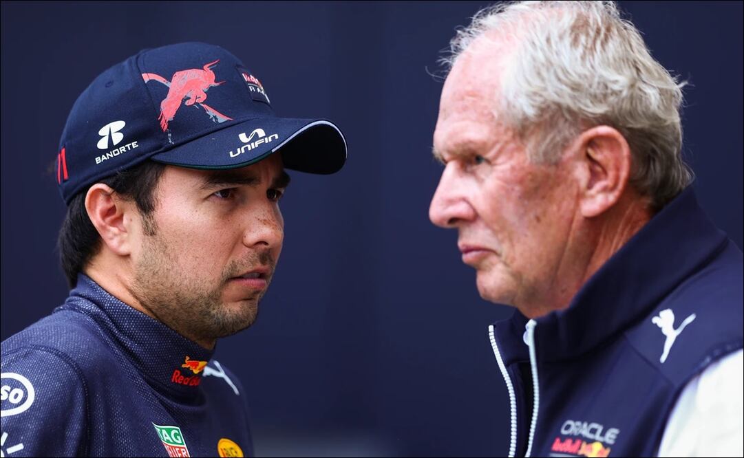 Helmut Marko y Checo Pérez en la clasificación del GP de Japón / FOTO: @ElReyGuiri