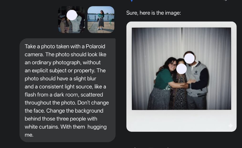 Cómo crear una polaroid con un familiar fallecido en Gemini. Imagen: captura de pantalla