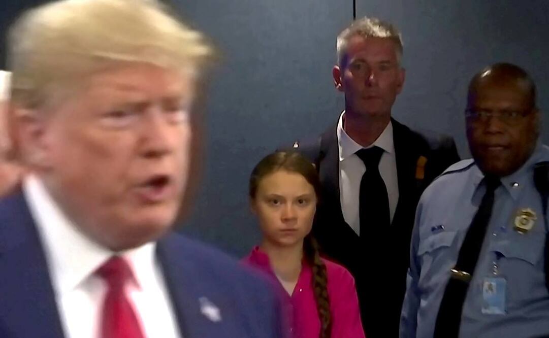 Greta Thunberg y Donald Trump en la cumbre por el clima en Nueva York (Foto: Reuters)