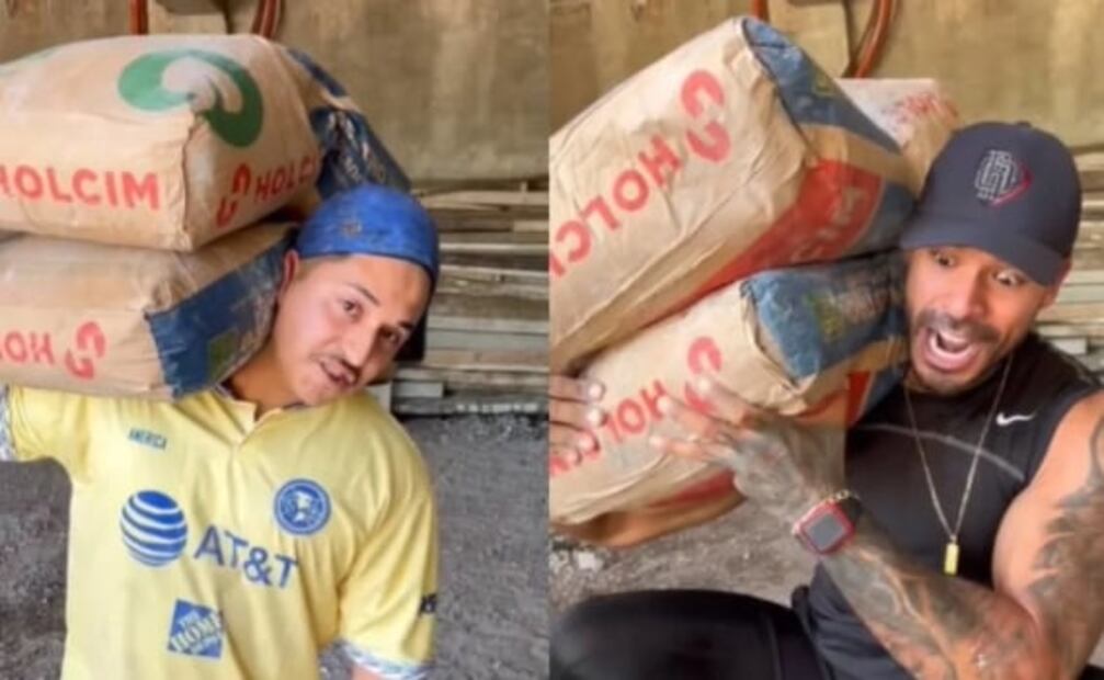 Albañil y hombre fitness compiten en fuerza y rompen TikTok
