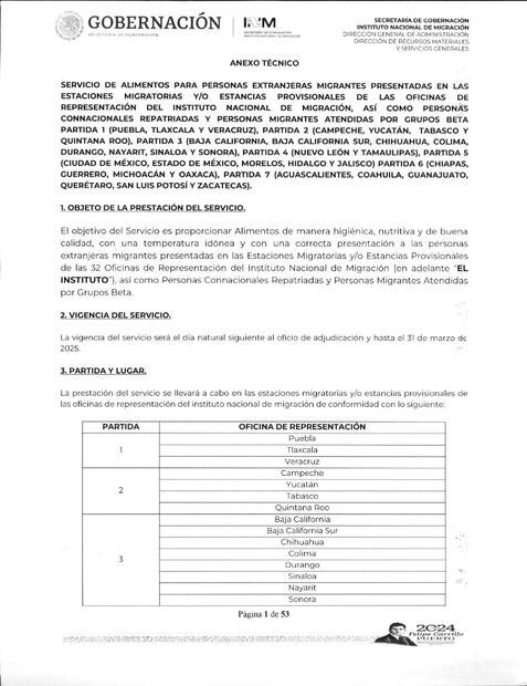 El contrato de comida señala que los alimentos deben ofrecerse de manera higiénica, nutritiva y de buena calidad para los migrantes deportados.