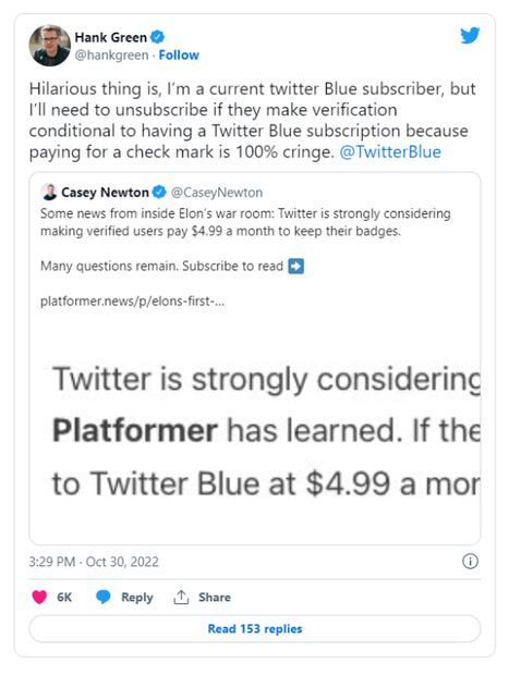 Usuarios de Twitter no quieren pagar por verificación de perfil 