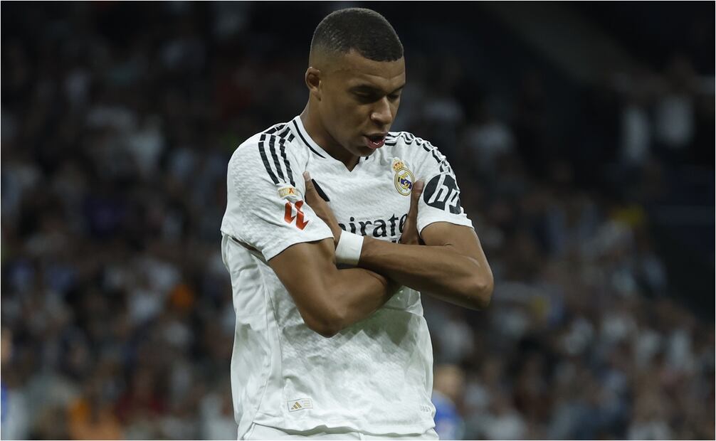 Kylian Mbappé celebra un gol con el Real Madrid. FOTO: EFE
