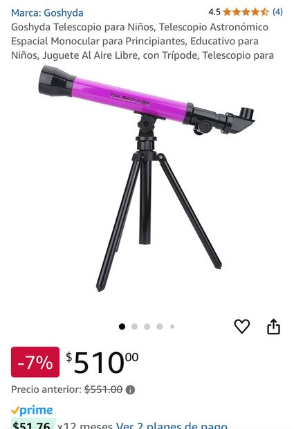 Telescopio para niños: Foto: Amazon