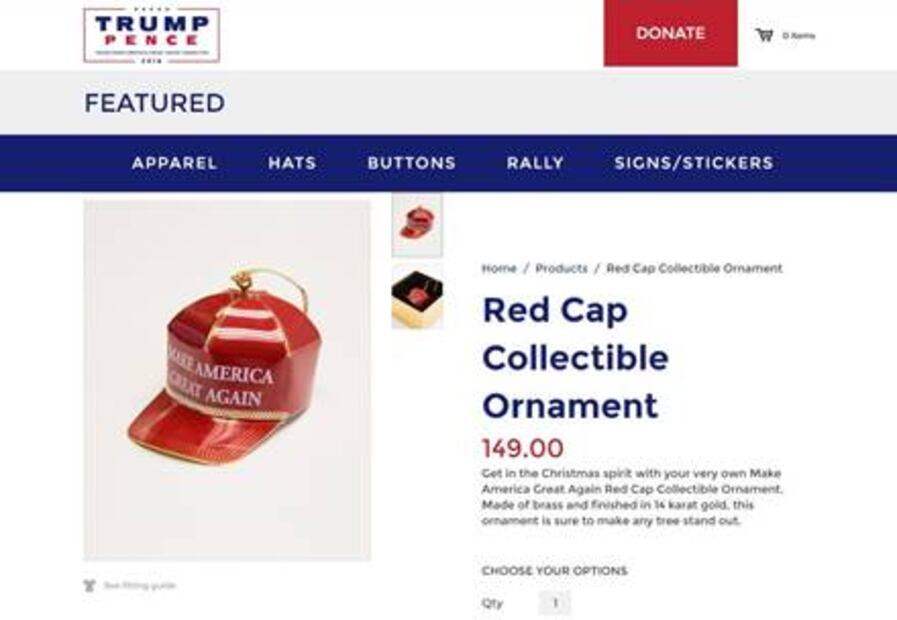 Gorra de Trump adornará casas en Navidad