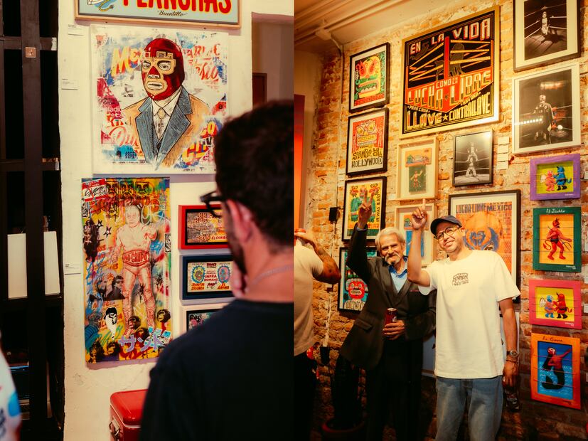 Cada obra expuesta en la "Expo Demasiada Lucha" plasma uno de los deportes mexicanos más famosos. Foto: Cortesía Mexico Is the Shit