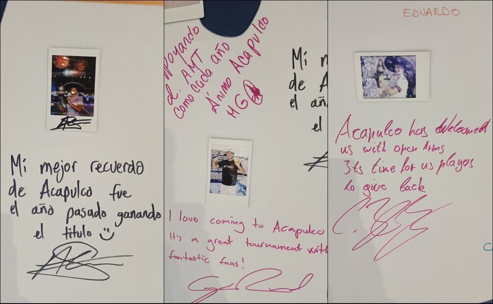 Los tenistas escribieron un mensaje para Acapulco en el Muro de los Recuerdos del AMT - Fotos: Arturo Sanguino / EL UNIVERSAL