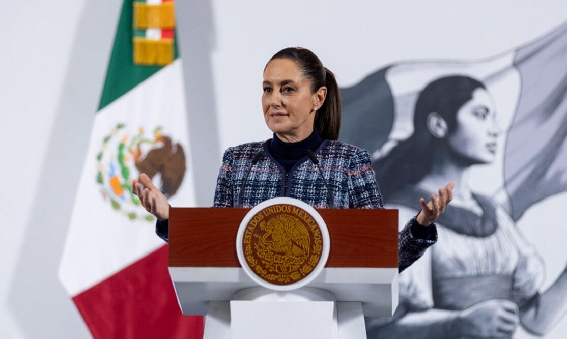 La presidenta Claudia Sheinbaum Pardo encabeza la conferencia mañanera del 26 de junio de 2025 en Palacio Nacional. Foto Hugo Salvador/EL UNIVERSAL