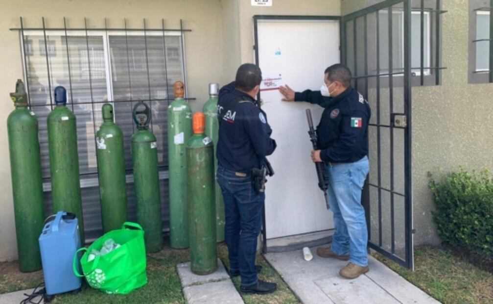 Catean vivienda y decomisan cilindros y concentradores de oxígeno robados en Tecámac