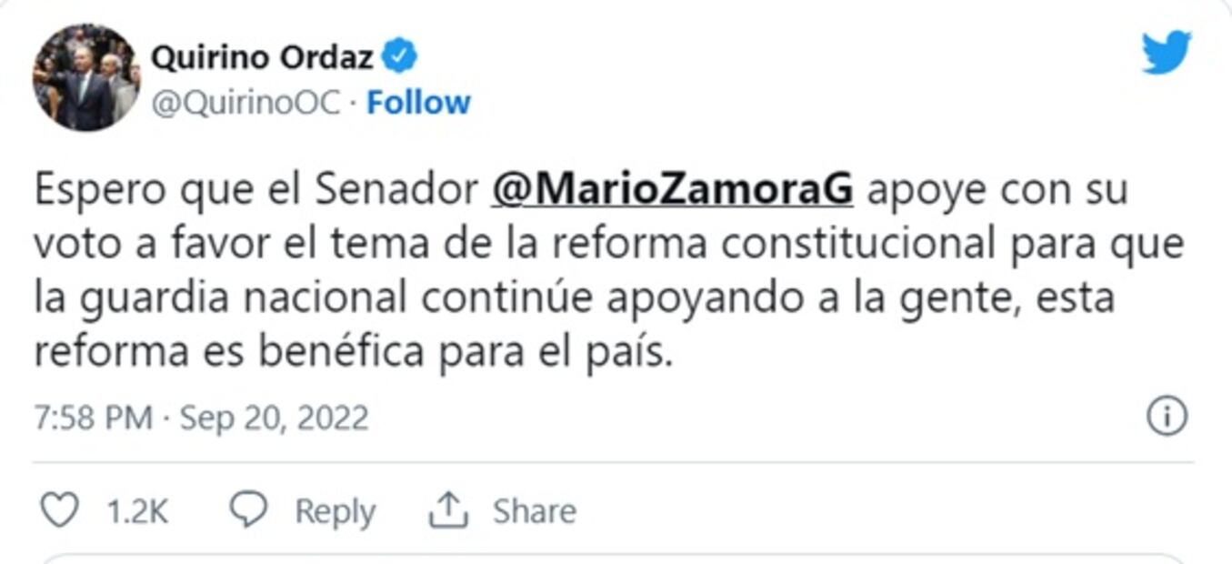 Julio Menchaca llama a "hacer patria" a Osorio Chong y votar a favor de reforma militar