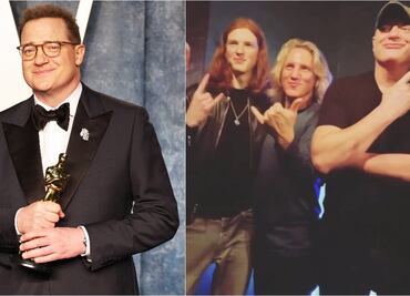 Tras ganar el Oscar, Brendan Fraser acude a un bar con su hijo y convive con los comensales
