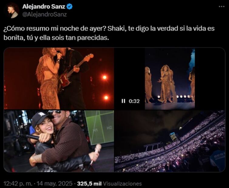 El cantante escribió unas tiernas palabras para la colombiana: Foto: Captura de pantalla.