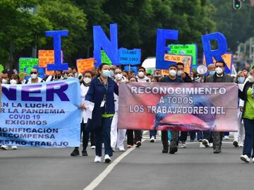 Protestan médicos y personal del INER; demandan entrega de bono Covid