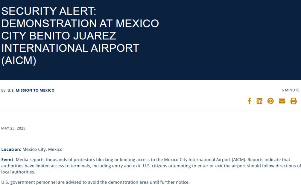 A través de su sitio web, la Embajada alertó a sus connacionales para evitar accidentes. (23/03/25) Foto: Captura de pantalla