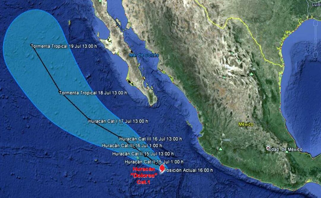 Pronóstico de trayectoria difundido por la Conagua./Especial