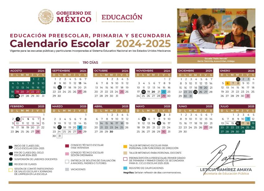 Calendario Escolar 2024-2025. Foto: SEP