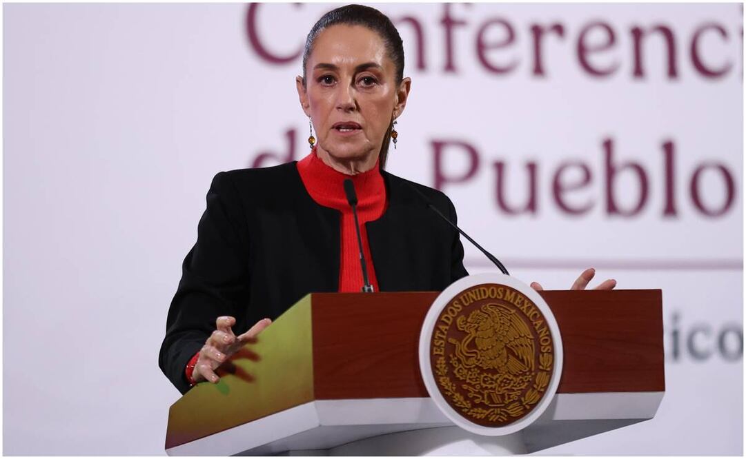 Claudia Sheinbaum, presidenta de México, durante su mañanera en Palacio Nacional, el 9 de enero del 2025. Foto: Diego Simón / EL UNIVERSAL