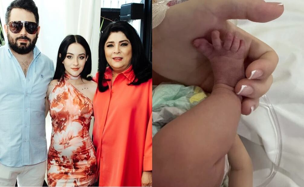 En la imagen aparecen la actriz Victoria Ruffo, su hijo José Eduardo Derbez junto a su pareja Paola Dalay, junto con el pie de la primera hija de la pareja, Tessa. Foto: Instagram oficial.