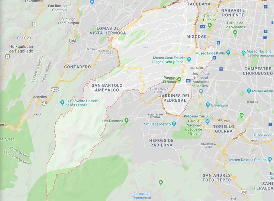 Enb la foto: Alcaldía Álvaro Obregón, en donde se han registrado microsismos los últimos días. GOOGLE MAPS