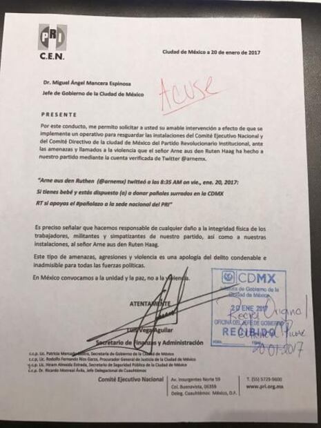Pide PRI a GCDMX protección para su sede