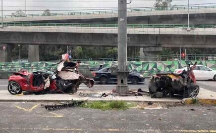 VIDEO: Difunden momento exacto en que Camaro se despedaza al impactarse con un poste en Tlalpan