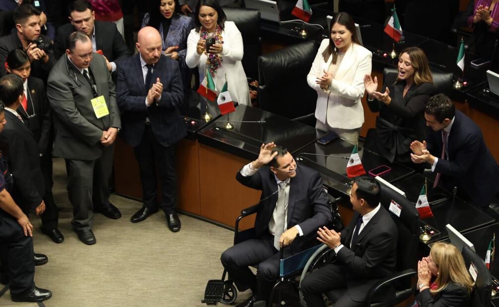 En silla de ruedas y con oxígeno, llega Arístides Guerrero para rendir protesta como ministro de la Suprema Corte. (01/09/25) Foto: Hugo Salvador/EL UNIVERSAL