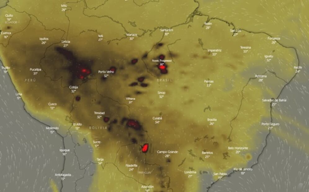 Mapas que muestran las zonas afectadas por el incendio del Amazonas