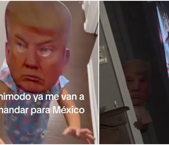 Niña con máscara de Trump amenaza a su mamá con deportarla; video se viraliza en Redes Sociales