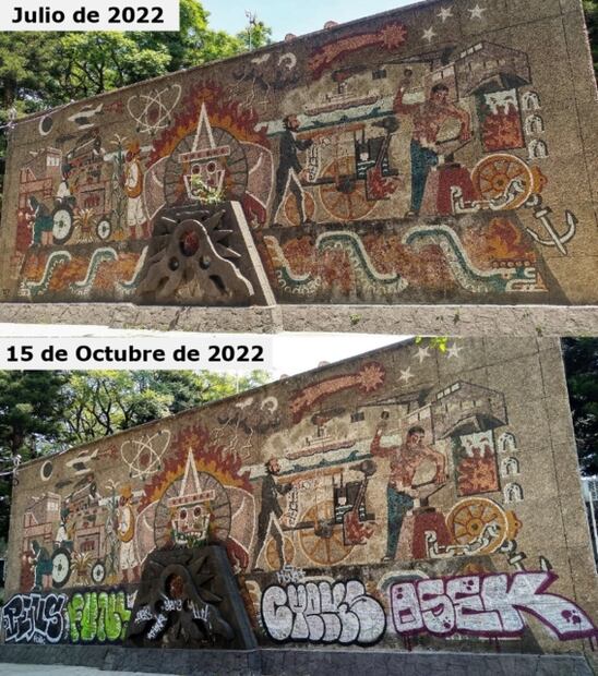 "Infamia impensable", el acto vandálico contra el mural "Sol de Fuego" del Centro SCOP