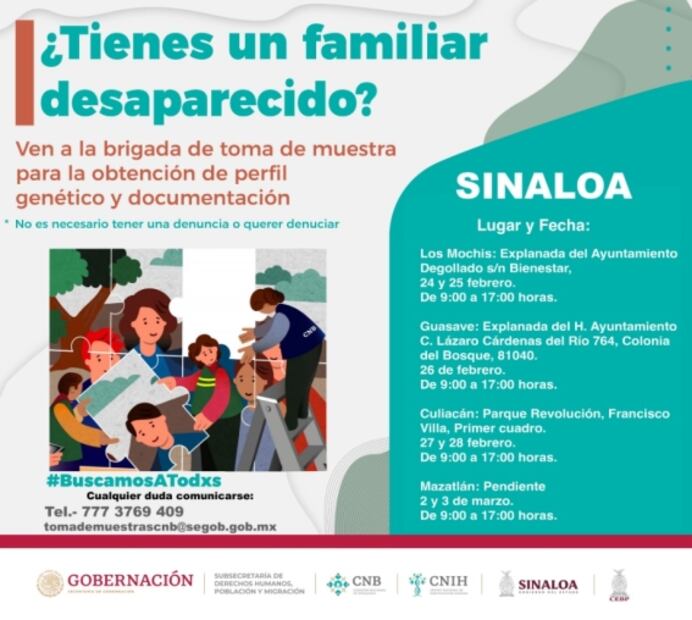 Inicia en Los Mochis recolección de perfiles genéticos de familiares de personas desaparecidas